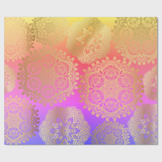 Elegantes Gold- und Regenbogenmuster Geschenkpapier (Flach)
