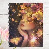 Elegantes Gold und rosa Blüte mit Schmetterlingen Planer