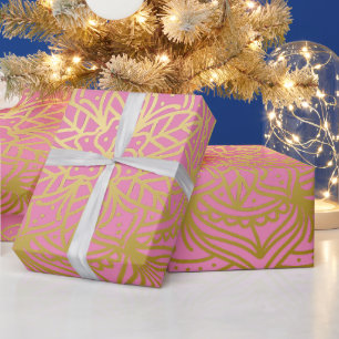 Elegantes Gold und Rosa Mandala Muster Geschenkpapier