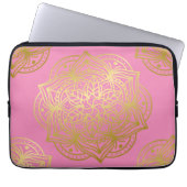 Elegantes Gold und Rosa Mandala Muster Laptopschutzhülle (Vorderseite)