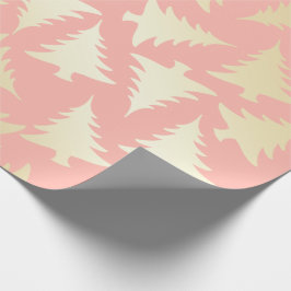 Elegantes Gold- und Rosa-Weihnachtsbaummuster Geschenkpapier