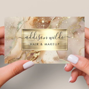 Elegantes Gold- und Rosé-Wasserfarb-Marmor Visitenkarte