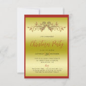 Elegantes Gold und Rot dekoratives Weihnachtsfest Einladung (Vorderseite)