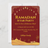 Elegantes Gold und Rot Ramadan Iftar Party Einladung (Vorderseite)