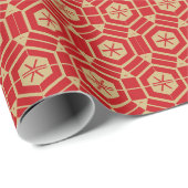 Elegantes Gold und rotes geometrisches sechseckige Geschenkpapier (Rolleneckpunkt)