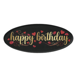 Elegantes Gold- und rotes Herz Alles Gute zum Gebu Namenschild