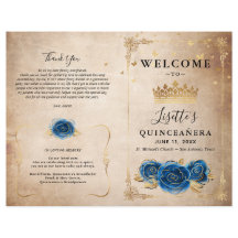 Elegantes Gold und Royal Blue Quinceanera Programm