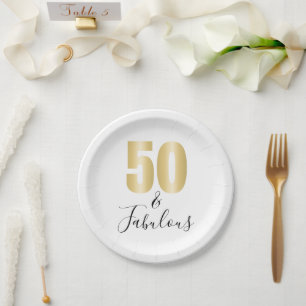 Elegantes Gold und schwarz 50 und fabelhaft Pappteller