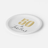 Elegantes Gold und schwarz 50 und fabelhaft Pappteller (Schrägansicht)