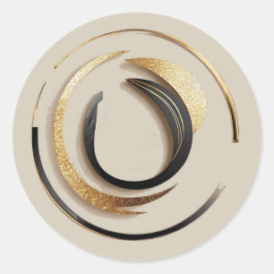 Elegantes Gold- und Schwarz-Abstract-Design Runder Aufkleber
