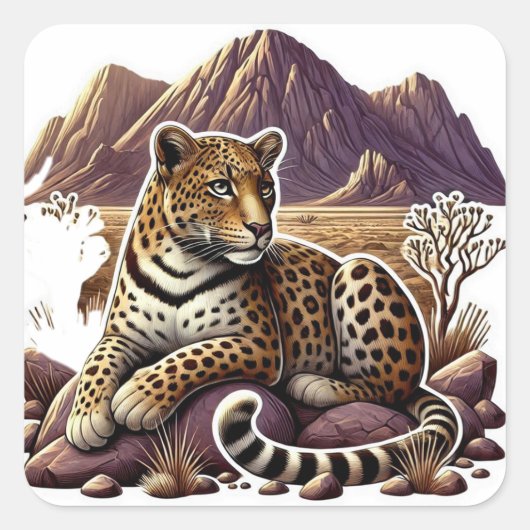 Elegantes Gold und schwarz-arabischer Leopard Quadratischer Aufkleber (Vorderseite)
