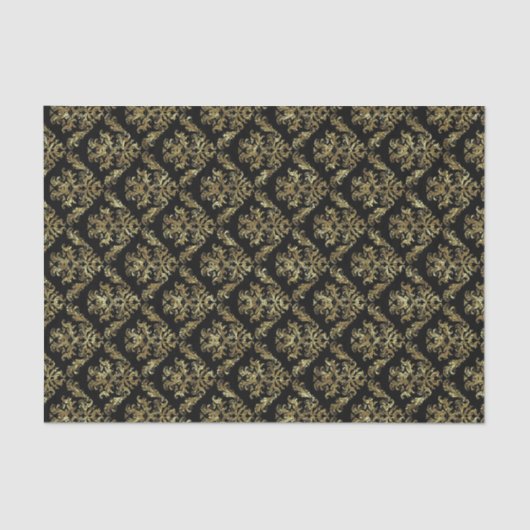 Elegantes Gold- und Schwarz-Blumen-Muster Seidenpapier (Vorderseite)