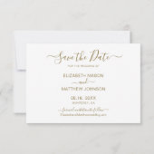 Elegantes Gold und Schwarz Botanisches Fotomateria Save The Date (Rückseite)