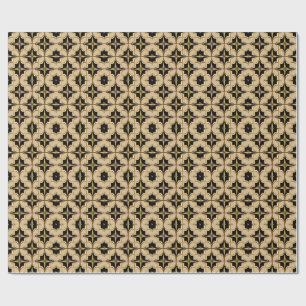 Elegantes Gold- und Schwarz-Geometrisches Muster Geschenkpapier