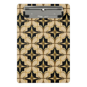 Elegantes Gold- und Schwarz-Geometrisches Muster Mini Klemmbrett