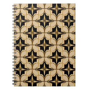 Elegantes Gold- und Schwarz-Geometrisches Muster Notizblock