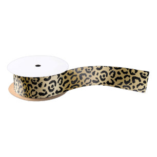 Elegantes Gold- und Schwarz-Glitter-Leopardenfleck Satinband