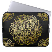 Elegantes Gold- und Schwarz-Mandala-Muster Laptopschutzhülle (Vorderseite)