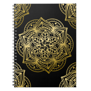 Elegantes Gold- und Schwarz-Mandala-Muster Notizblock