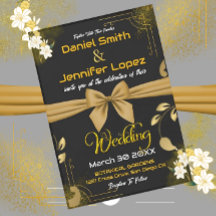 Elegantes Gold und Schwarz mit weißer Blütenhochze