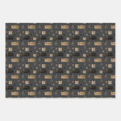 Elegantes Gold und Schwarz Moderne Weihnachten Geschenkpapier Set (Vorderseite)