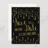 Elegantes Gold und Schwarz Save the Date Ankündigungspostkarte (Vorne/Hinten)