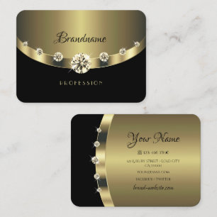 Elegantes Gold und schwarz schimmernde Juwelen Rhi Visitenkarte