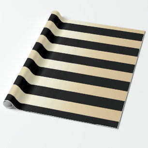Elegantes Gold- und Schwarz-Weihnachtsstreifen-Mus Geschenkpapier