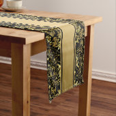 Elegantes Gold und schwarze, blumengeschmückte Spi Großer Tischläufer (Beispiel)