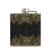 Elegantes Gold und schwarze Flora Paisley Lace Flachmann (Rückseite)