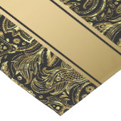 Elegantes Gold und schwarze Flora Paisley & Streif Kurzer Tischläufer (Ecke)