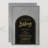 Elegantes Gold und schwarze Hochzeit Einladung (Vorne/Hinten)
