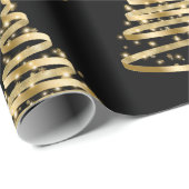 Elegantes Gold und schwarze Ribbon Treff Weihnacht Geschenkpapier (Rolleneckpunkt)