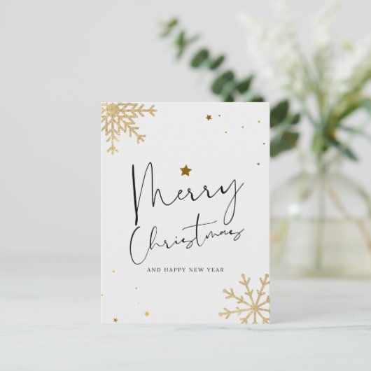 Elegantes Gold und schwarze Weihnachten Postkarte (Stehend Vorderseite)