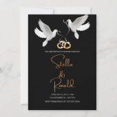 Elegantes Gold und schwarzer Hintergrund Weiße Tau Einladung (Vorderseite)