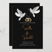 Elegantes Gold und schwarzer Hintergrund Weiße Tau Einladung (Vorne/Hinten)