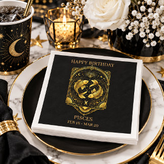 Elegantes Gold- und Schwarzes Fische-Sternzeichen Serviette