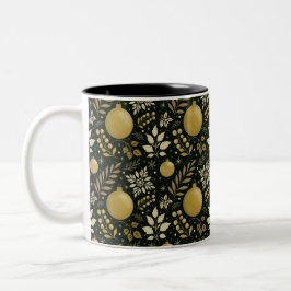 Elegantes Gold und Schwarzes Holiday Ornament Zweifarbige Tasse