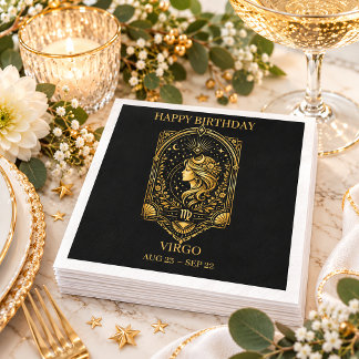 Elegantes Gold- und Schwarzes Jungfrau-Sternzeiche Serviette