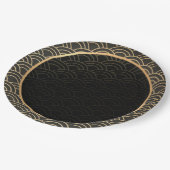 Elegantes Gold und schwarzes Muster Pappteller (Schrägansicht)