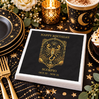 Elegantes Gold- und Schwarzes Skorpion-Sternzeiche Serviette