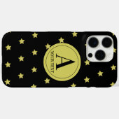 Elegantes Gold- und Schwarzes Sternmuster-Monogram Case-Mate iPhone Hülle (Rückseite (Horizontal))