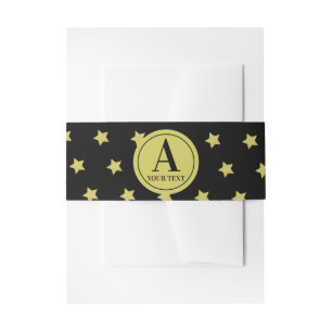 Elegantes Gold- und Schwarzes Sternmuster-Monogram Einladungsbanderole