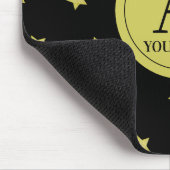 Elegantes Gold- und Schwarzes Sternmuster-Monogram Mousepad (Ecke)