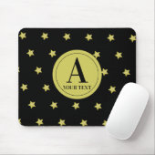 Elegantes Gold- und Schwarzes Sternmuster-Monogram Mousepad (Mit Mouse)