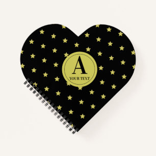 Elegantes Gold- und Schwarzes Sternmuster-Monogram Notizblock