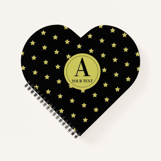 Elegantes Gold- und Schwarzes Sternmuster-Monogram Notizblock (Vorderseite)