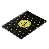 Elegantes Gold- und Schwarzes Sternmuster-Monogram Notizblock (Linke Seite)
