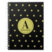 Elegantes Gold- und Schwarzes Sternmuster-Monogram Notizblock (Vorderseite)