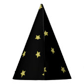Elegantes Gold- und Schwarzes Sternmuster-Monogram Partyhütchen (Rückseite)